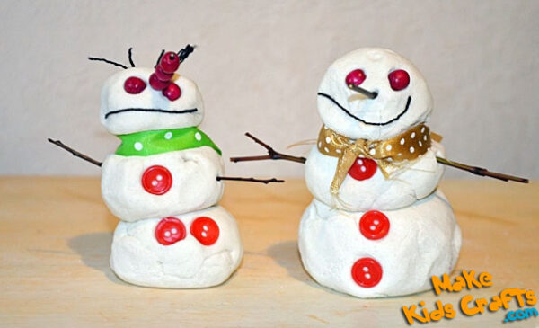 A snowman made out of pastry clay